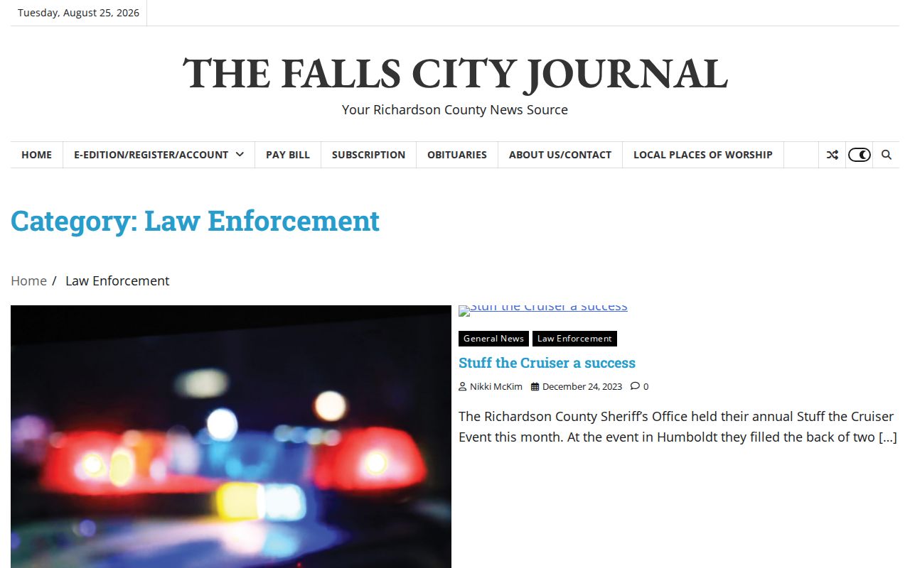 Richardson County law-enforcement news archive for arrest-record context