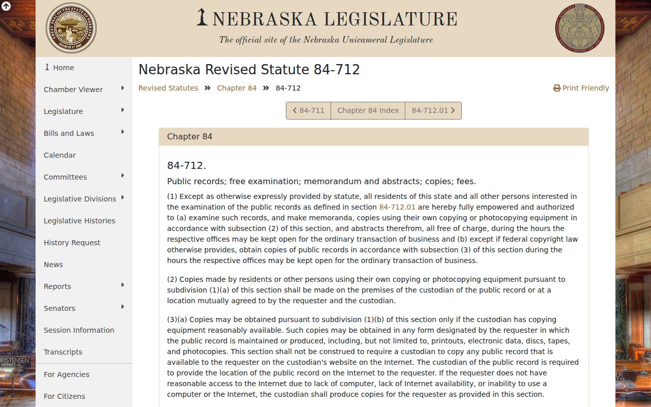 Richardson County booking-record request source under Nebraska public-records law